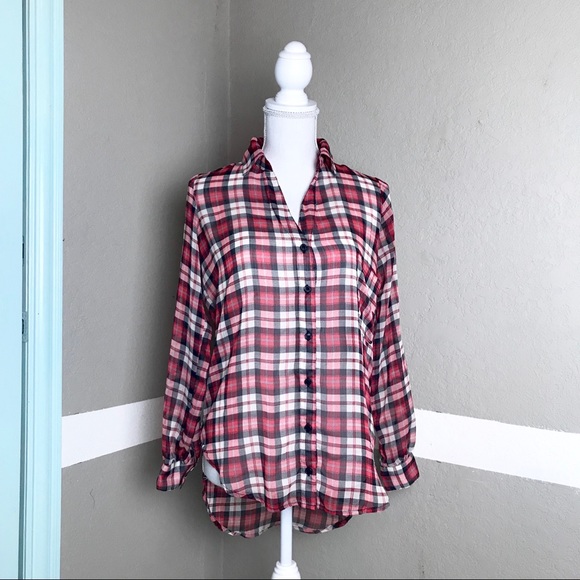 Band of Gypsies Tops - Band of Gypsies plaid hi lo top